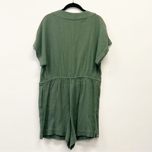 Wishlist Gauze Drawstring Romper— Olive Green Size Large - Picture 4 of 10